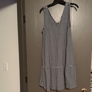 Striped Navy and White Sleeveless Dress